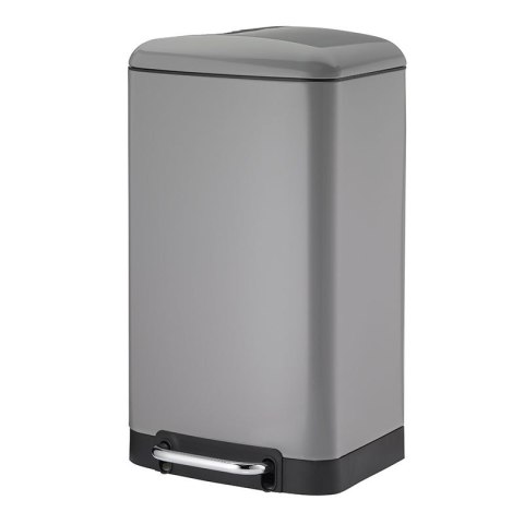 Stalowy kosz na śmieci z pedałem, 30 l, 35 x 33 x 62 cm, szary