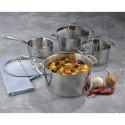 Zestaw garnków z pokrywkami, 4 szt., stal nierdzewna/szkło