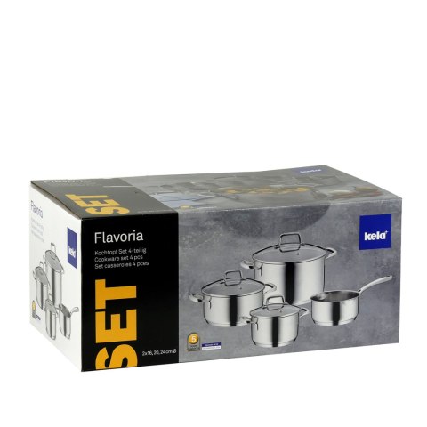Zestaw garnków z pokrywkami, 4 szt., stal nierdzewna/szkło