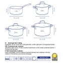 Zestaw garnków z pokrywkami, 4 szt., stal nierdzewna/szkło