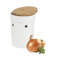 Ceramiczny pojemnik na cebulę z bambusową pokrywą, śred. 13,5 x 21 cm