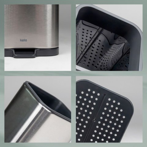 Ociekacz na sztućce, stal nierdzewna/tworzywo sztuczne, 11,5 x 10 x 12,5 cm