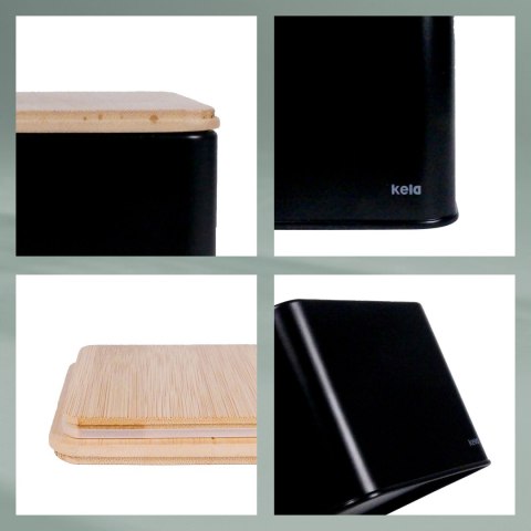 Pojemnik kuchenny, metal/bambus, 3,0 l, 11,5 x 11,5 x 28,5 cm