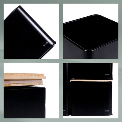 Pojemnik kuchenny, metal/bambus, 3,0 l, 11,5 x 11,5 x 28,5 cm