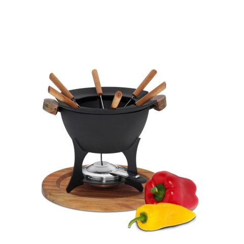 Żeliwny zestaw do fondue, dla 6 os., 1,0 l, śred. 26,5 x 21,5 cm