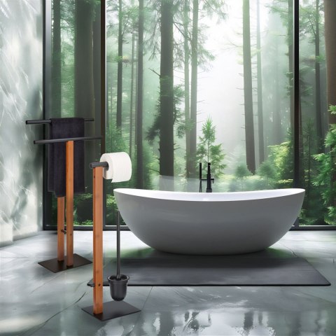 Zestaw toaletowy, bambus/stal, 22 x 18 x 70 cm