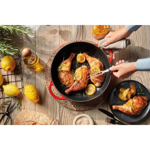 Brytfanna z pokrywą, emaliowane żeliwo/szkło, 2,5 l, śred. 24 x 6,5 cm, czerwona