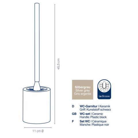 Zestaw toaletowy, ceramika/stal nierdzewna 18/10, śred. 11 x 45,5 cm, beżowo-złoty