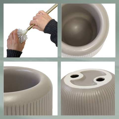 Zestaw toaletowy, ceramika/stal nierdzewna 18/10, śred. 11 x 45,5 cm, beżowo-złoty