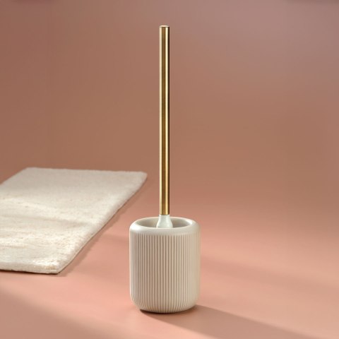 Zestaw toaletowy, ceramika/stal nierdzewna 18/10, śred. 11 x 45,5 cm, beżowo-złoty