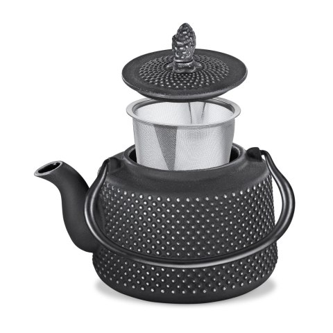 Dzbanek z zaparzaczem do herbaty, żeliwo, 0,65 l, czarny