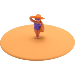 Pokrywka silikonowa z plażowiczem, torba, śred. 10,5 cm, pomarańczowa