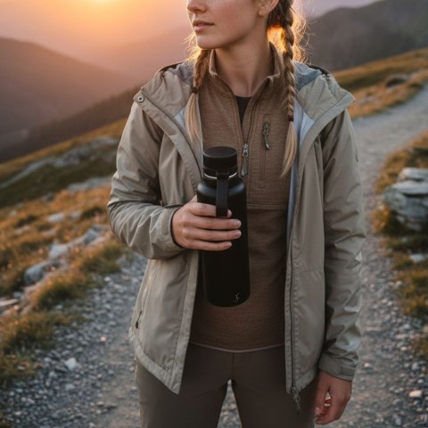 Butelka termiczna, stalowa, 1,0 l, czarna