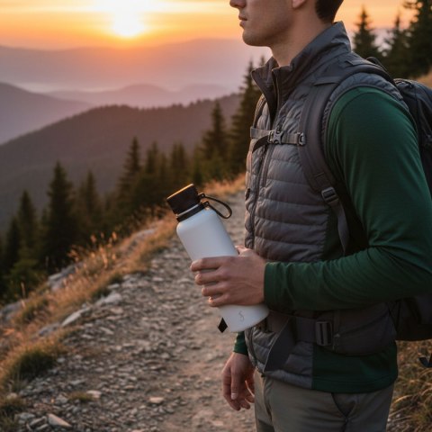 Butelka termiczna, stalowa, 1,0 l, szara