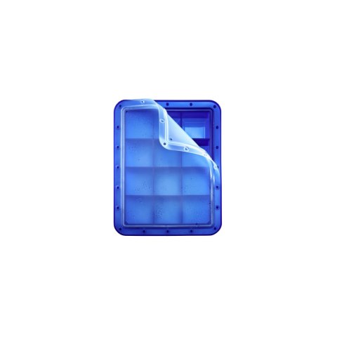 Foremka na lód, 12 dużych kostek, silikon platynowy, rozmiar kostki 5x5x5 cm, niebieska