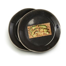 Zestaw talerzy, 2 szt., ciemnoszare, kamionka, śred. 22 cm