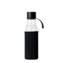 Butelka na wodę, czarny pokrowiec, 0,6 l, śred. 7 x 26 cm, szkło borokrzemowe/neopren