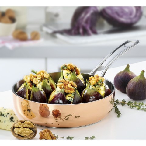 Głęboka patelnia miedziana, śred. 16 cm, miedź/stal nierdzewna 18/10