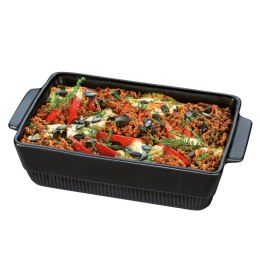 Naczynie żaroodporne, ceramika, 3,0 l, 35 x 21 x 7,5 cm, czarne