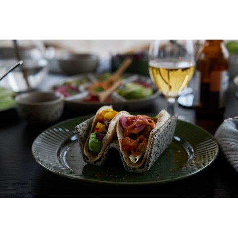 Podstawki do taco, 2 szt., kamionka, 11,5 x 12 x 5,5 cm, szare