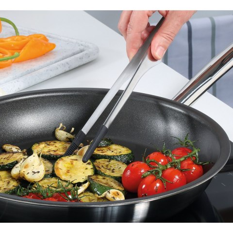 Szczypce z silikonowymi końcówkami, stal nierdzewna/silikon, 22 cm