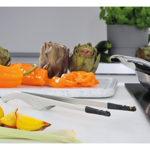 Szczypce z silikonowymi końcówkami, stal nierdzewna/silikon, 22 cm