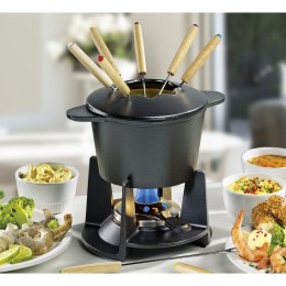 Zestaw do fondue, dla 8 os., 12 el., żeliwo, 1,5 l, śred. 16 cm, czarny