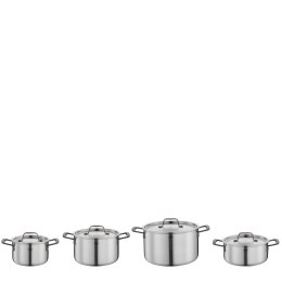 Zestaw garnków, 4 el., stal nierdzewna, czarne uchwyty