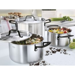 Zestaw garnków, 4 el., stal nierdzewna, czarne uchwyty