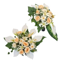 Komplet stroiki na cmentarz grób bukiet donica jasny zestaw