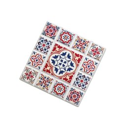 Podkładka pod szklankę, ceramika/korek, 11 x 11 cm, kwiat