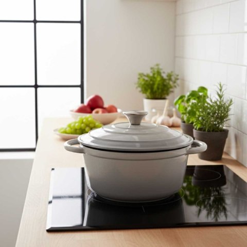 EMALIOWANY GARNEK ŻELIWNY 22cm 3L HAGE SZARY