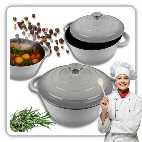 EMALIOWANY GARNEK ŻELIWNY 24cm 4L HAGE SZARY