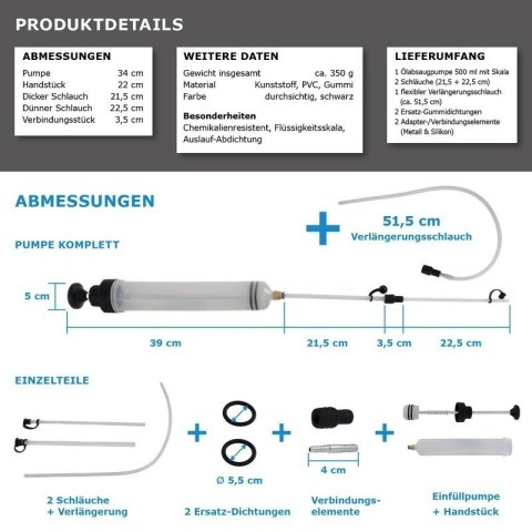 Pompa do napełniania i ekstrakcji płynów BITUXX 200 ml + 500 ml