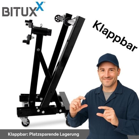 Stojak pod silnik BITUXX do 900 kg składana podpora silnika z kółkami