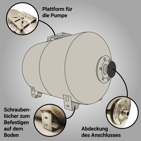 Zbiornik membranowy ze stali nierdzewnej BITUXX 100L zbiornik ciśnieniowy 8 bar do domowych instalacji wodnych