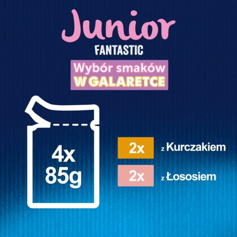Felix Fantastic Junior W Galaretce Z Kurczakiem I Łososiem 4x85g