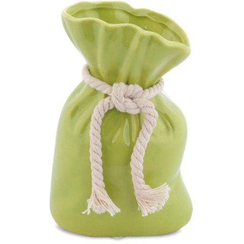 Zielony Wazon Dekoracyjny w Kształcie Sakiewki z Ceramicznych Materiałów Najwyższej Jakości