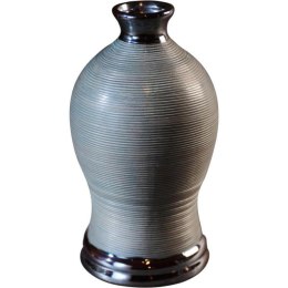 Wazon popielaty z grafitowymi wykończeniami pękaty 15,5x15,5x28,5 cm