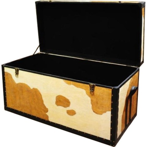 Wielofunkcyjna Skrzynia w Stylu Rustykalnym z Imitacją Sierści Cielaka