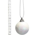 Zestaw 12 Białych Brokatowych Bombek Choinkowych 4cm