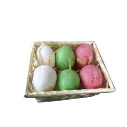 Zestaw 6 Jajek z Zawieszką w Koszyczku o Wymiatach 6x4cm