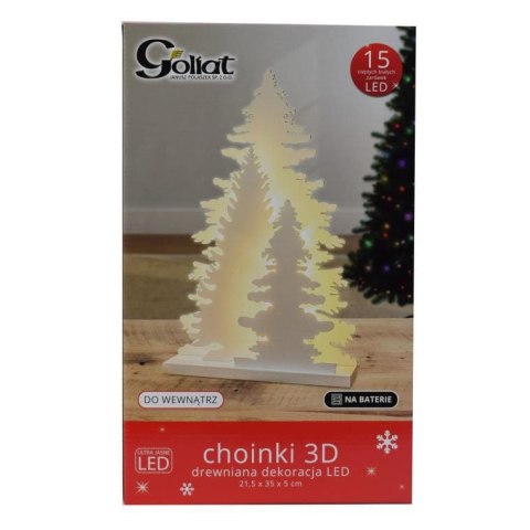 Drewniana Choinka 3D z LED, Zasilana Bateryjnie