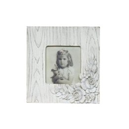 Drewniana kwadratowa ramka na zdjęcia z wypukłym dekorem 13,2x13,2 cm