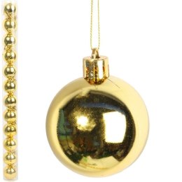 Komplet 12 bombek plastikowych złotych w tubie