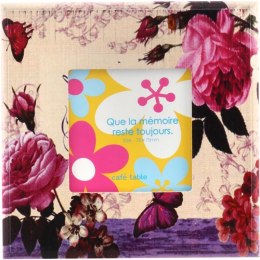 Drewniana ramka na zdjęcie stojąca kwiaty i motylki 13,5x13,5 cm