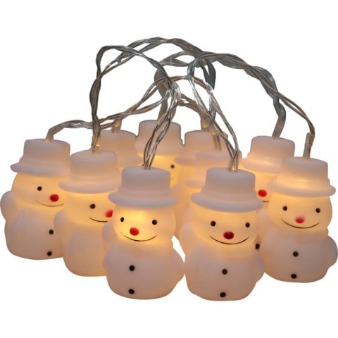 Świąteczne Lampki-Bałwanki LED na Sznurze, Zasilane Bateriami, 10 szt.