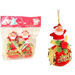 Czerwone Zawieszki Świąteczne - Mikołaje na Bębenkach (Komplet 2 sztuk)