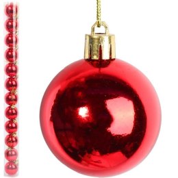 Komplet 12 bombek plastikowych w kolorze czerwonym 6 cm