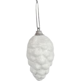 Białe Styropianowe Bombki-Szyszki na Choinkę, 8 cm, Zestaw 6 Sztuk